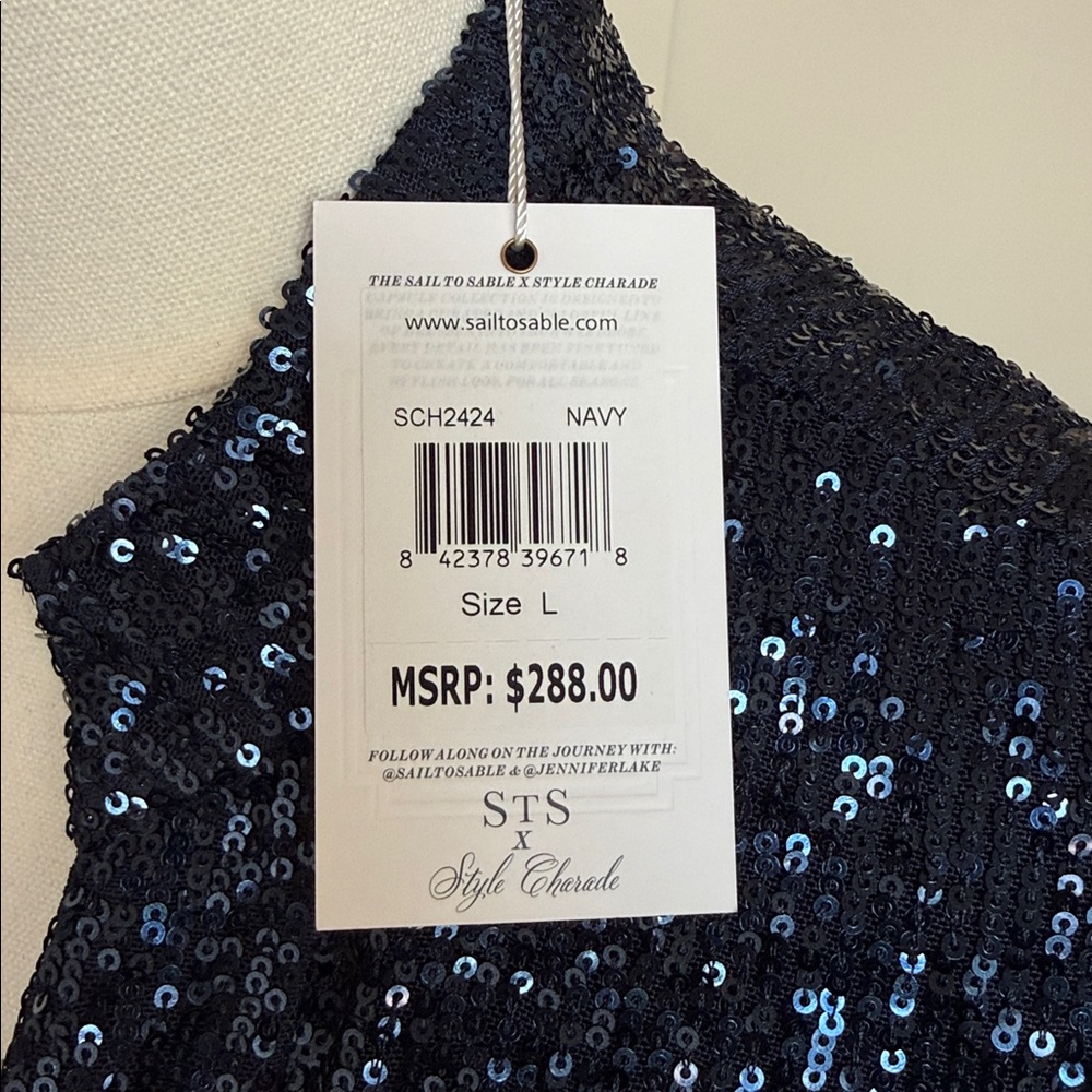 Sail to Sable STS Anne Midnight Navy Midi Dress NWT Size Large - Picture 6 of 11